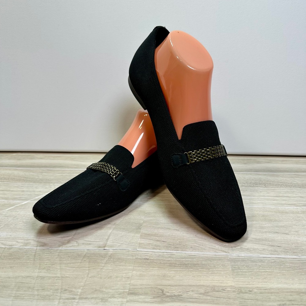 Skechers Cleo 2.0 Love Spell Black Knit Loafers Chain Detail Womens 10